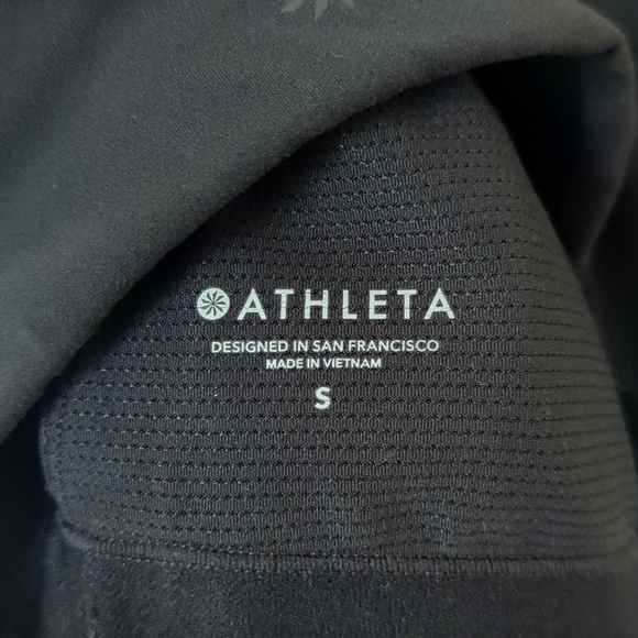 Athleta Powervita Rose Stripe Round Neck Crossback Pullover Sports Bra Black S - Picture 6 of 10